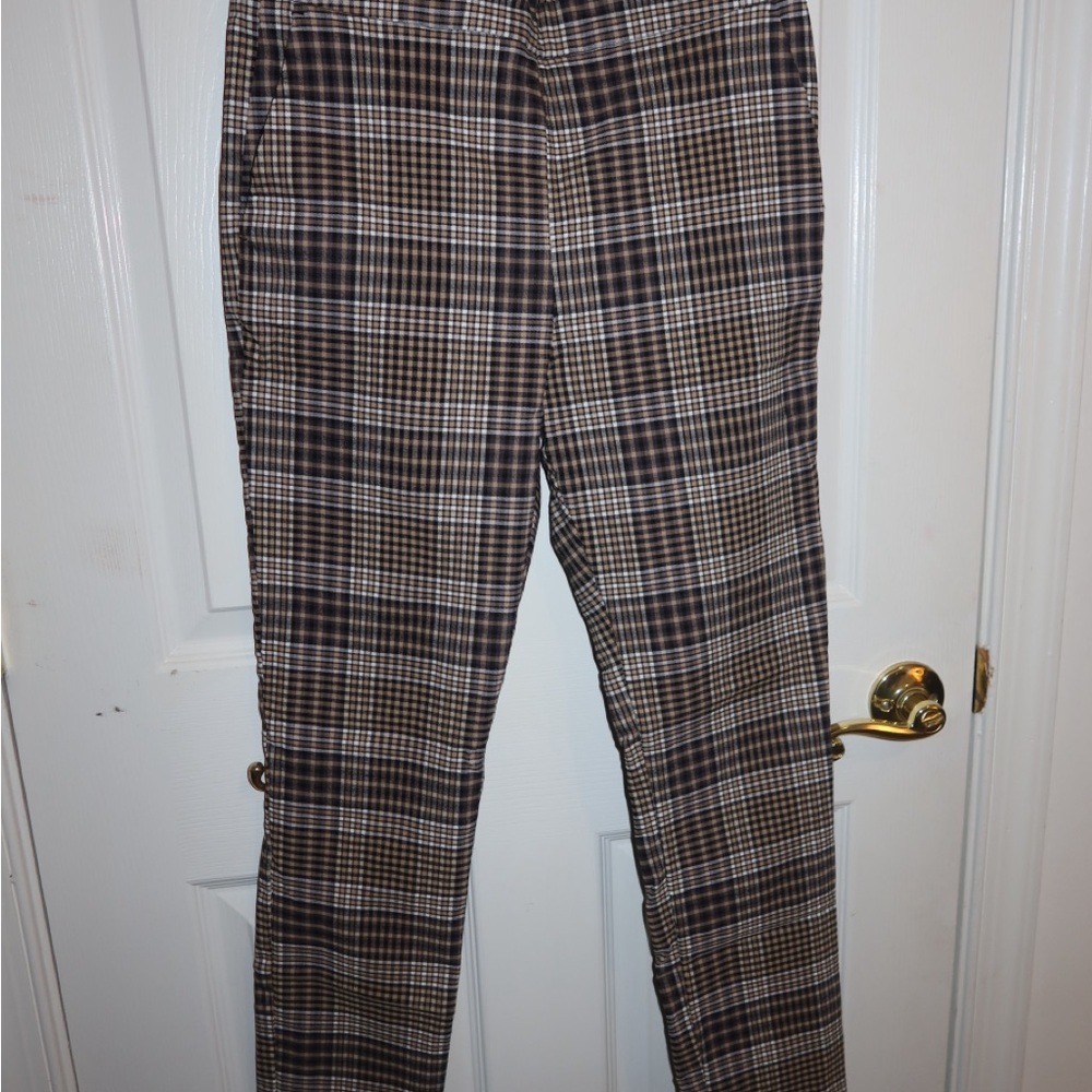 Zara women’s Checkered Chinos - Brown and Black